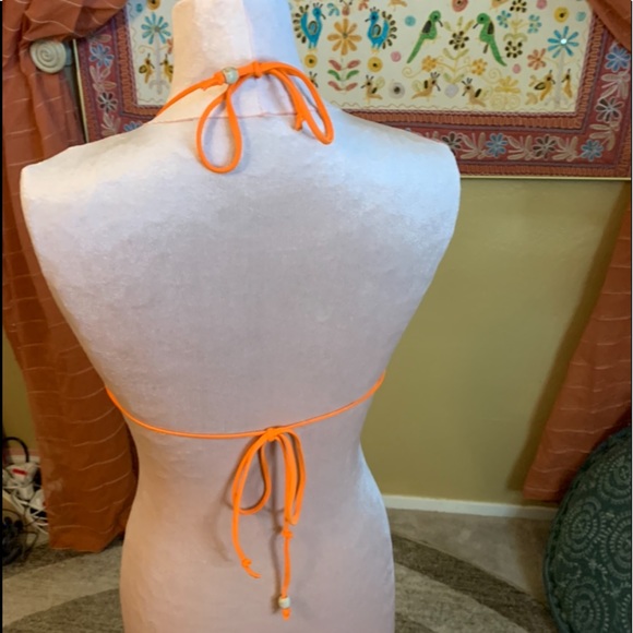 Swim-3/$30❤️ Bikini Top, reversible, orange & cream, no label - Picture 5 of 7
